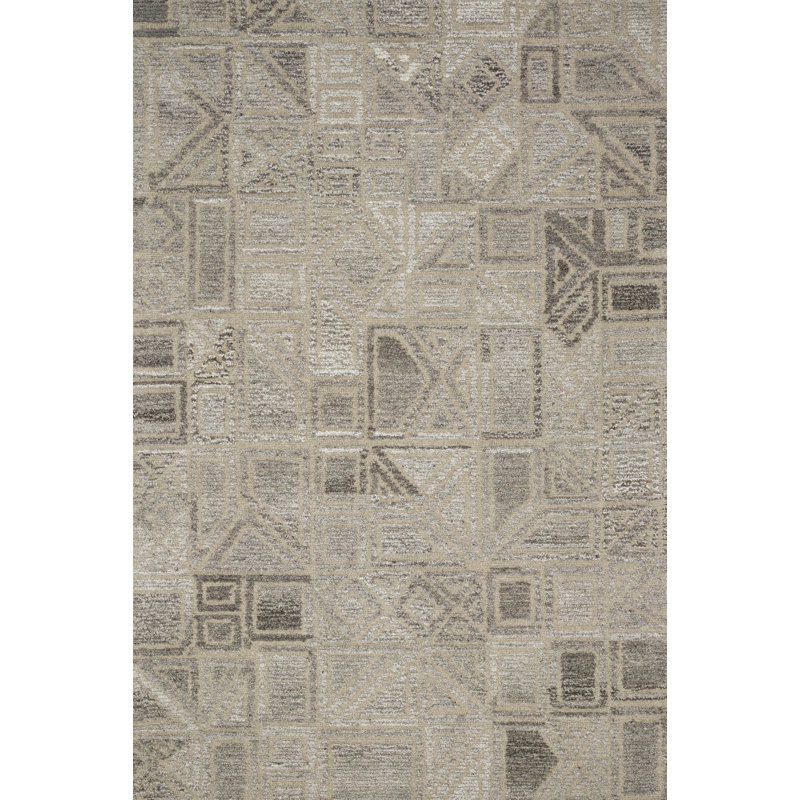 Tapis géométrique naturel touffeté à la main, Tapis de couloir 2 pi 6 po x 9 pi 9 po