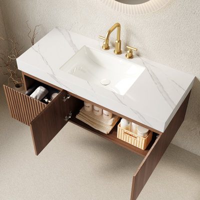 Armoire de salle de bain luxueuse en noyer de 48 po Luxury