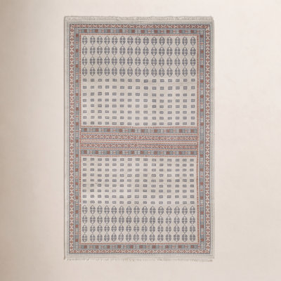 Rectangle Southwestern Hand Knotted Wool/Cotton Area Rug in Ivory/Brown
