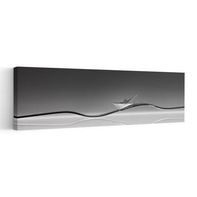 Bateau en bateau abstrait, art mural minimaliste délicat, H 12 po x l 36 po