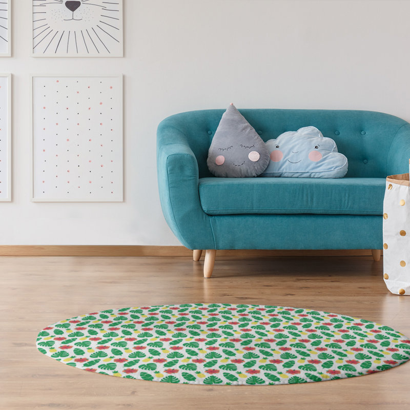 Tapis de l’espace blanc tropical, Rond 5 pi