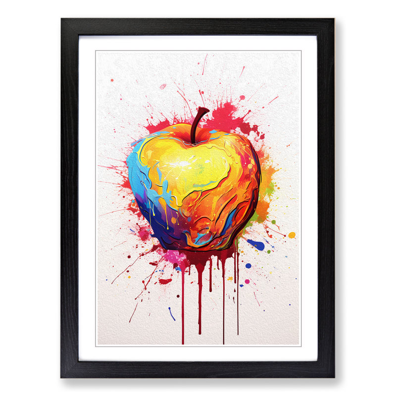 Apple Gestural - Framed Print, Black , 34cm H x 25cm W x 2cm D