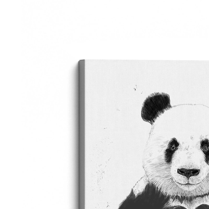Panda Love en noir et blanc, Toile tendue, Ne s’applique pas, H 18 po x l 12 po