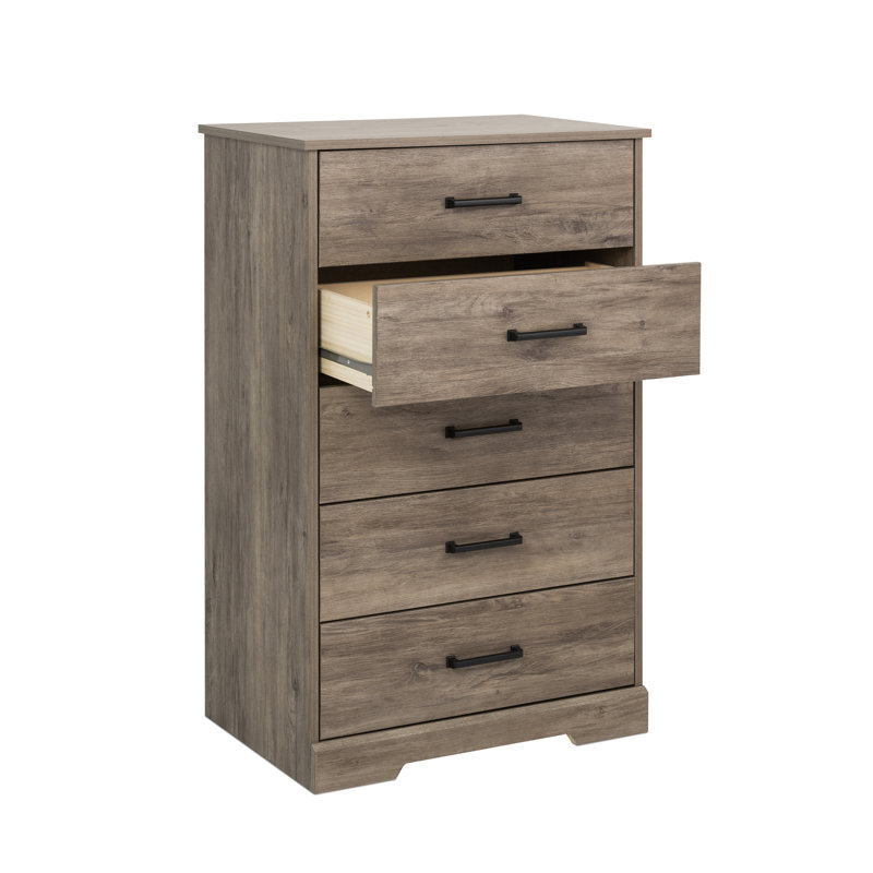 Commode à 5 tiroirs Yazeed, Brun