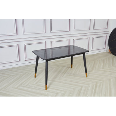 Aayesha Rectangular Faux Marble Top Dining Table with Steel Base