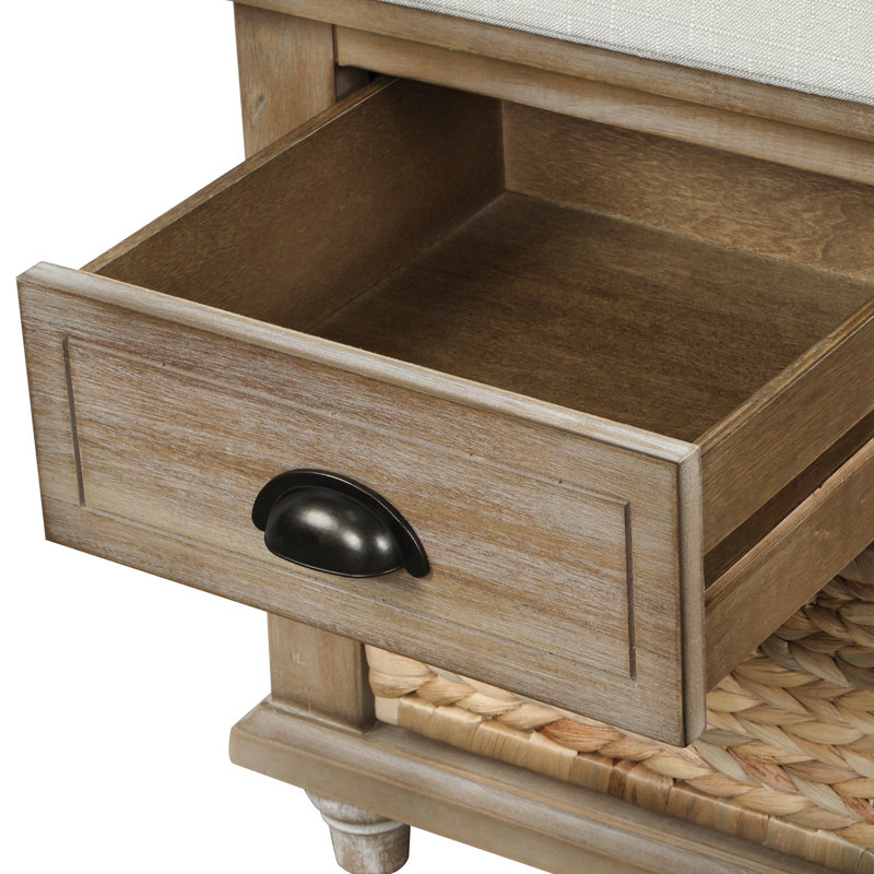Angelo Upholstered Storage Bench, White Washed