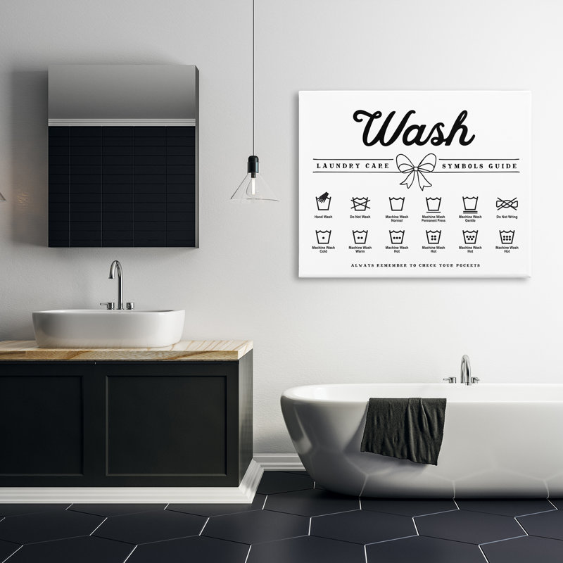 Toile décorative Bow Wash Wash Care, design par lettré et doublé, H 36 po x l 48 po