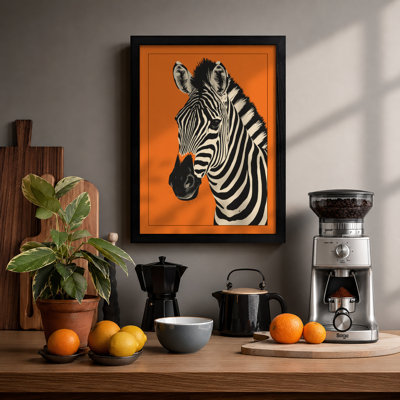 Zebra in Profile Graphic - Framed Print