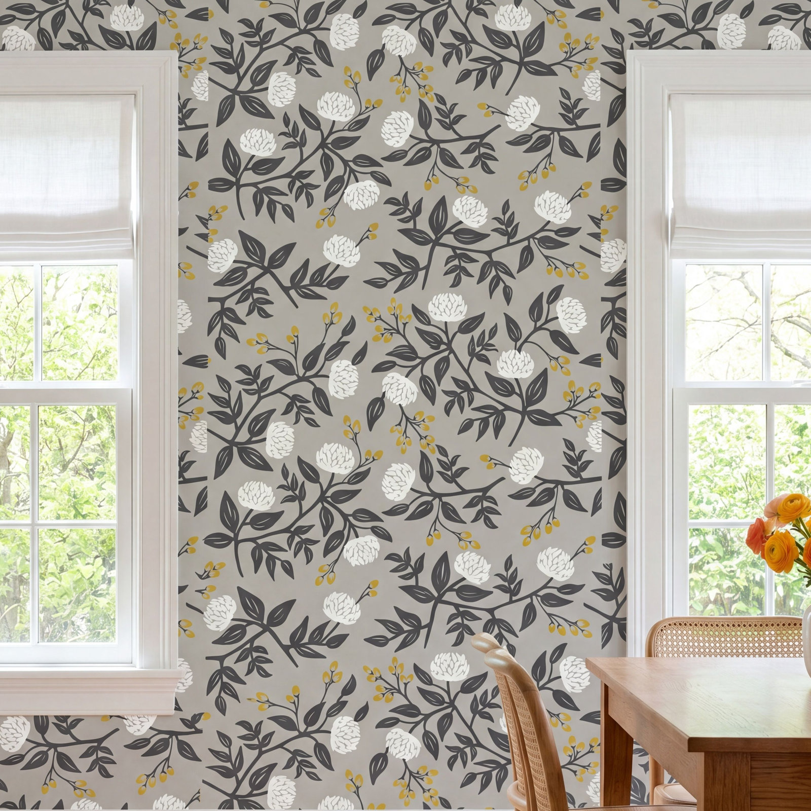 Rifle Paper Co. Peonies Wallpaper Roll, Gray