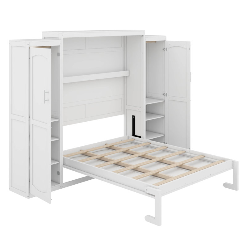 Lit escamotable avec deux garde-robes et tablette de rangement, Double