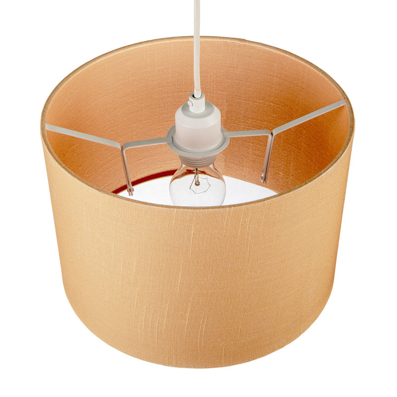 20cm H Fabric Drum Lamp Shade ( Slip-On ), Apricot