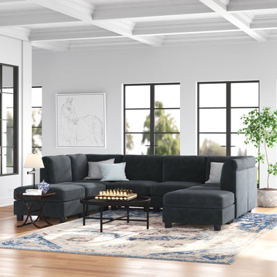 Heger 120" Wide Reversible Modular Corner Sectional with Ottoman by Three Posts