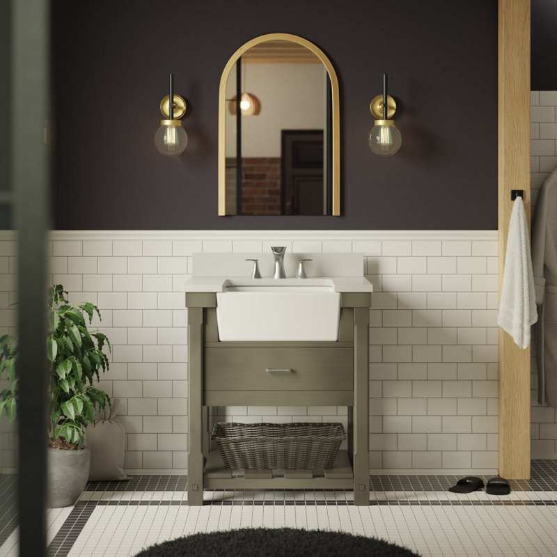 Weathered Gray 30'' Single Bathroom Vanity with Quartz Top
