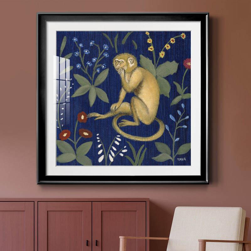 Venezia Monkey Garden III - peinture encadrée, H 30,5 po x l 30,5 po x P 1,5 po, Toile avec cadre noir