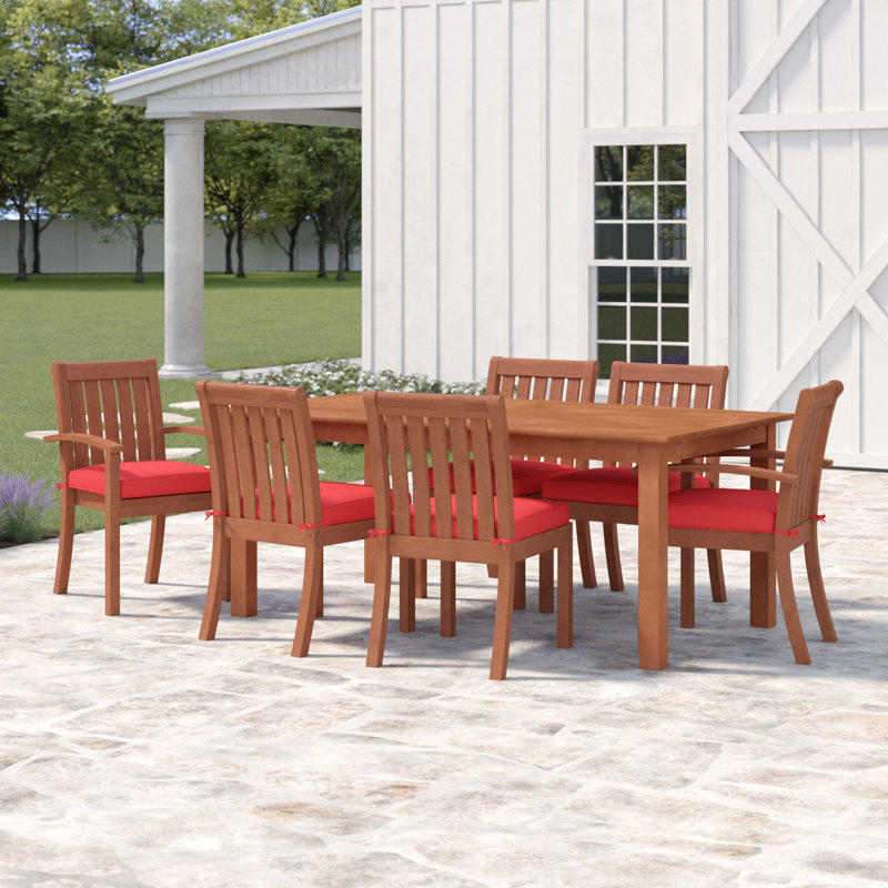 Ensemble repas 7 pièces avec coussins Anbritt, Rouge