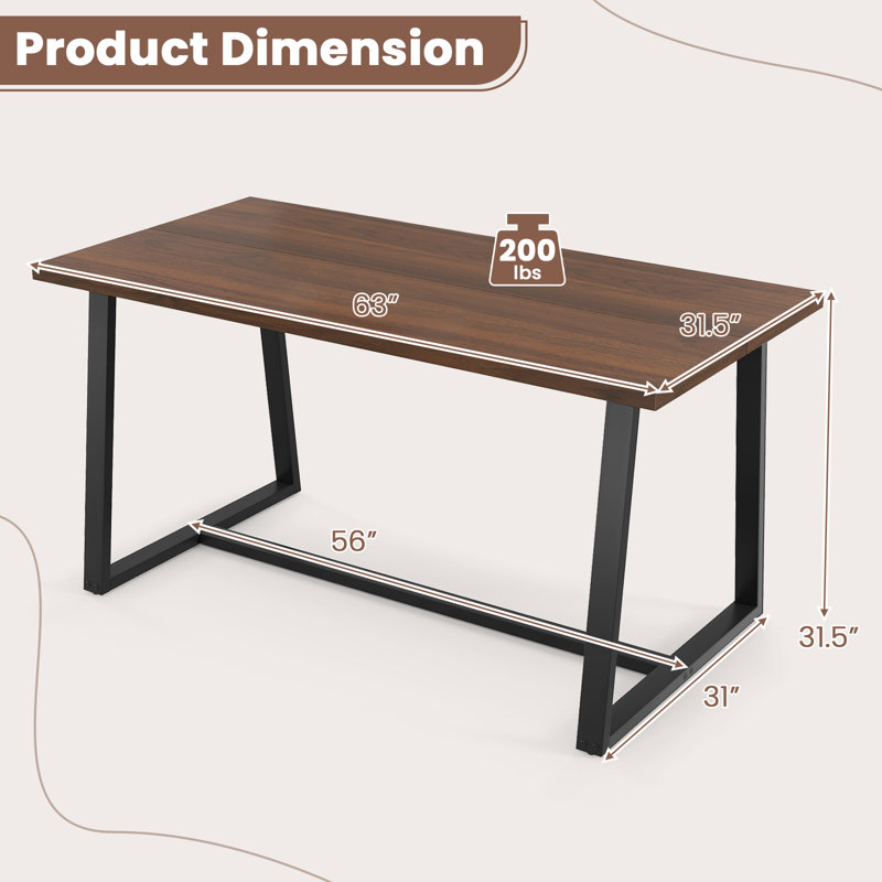 Zakoria Metal Base Dining Table, Brown