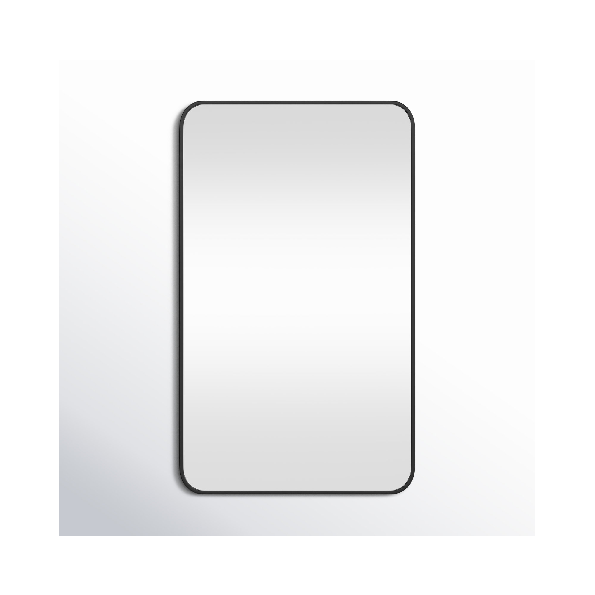 Sabine Metal Rounded Rectangle Wall Mirror, 40" x 24", Black
