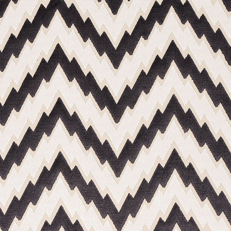 Florentine Chevron Velvet Fabric, Black