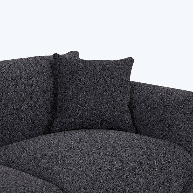 Rakia Upholstered 110'' Sofa, Black Fabric