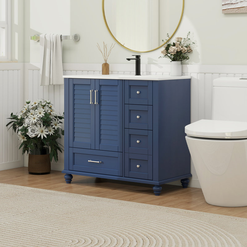 Ensemble de meuble-lavabo 36 "avec lavabo 36", Bleu