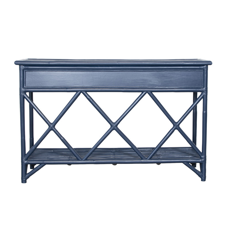 54'' Wide 3 Drawer Rattan Wood Sideboard, Navy Blue