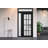 Front Exterior Prehung FiberGlass Door Frosted Glass / Manux 8312 Grey Ash / Side and Top Exterior Window / Office Commercial and Residential Doors Entrance Patio Garage-W36+14" x H80+14"-Right-hand Inswing-98195706-98195709-98195710
