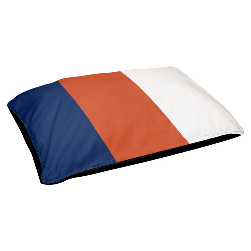 Coussin rectangulaire designer Los Angeles, Petit (L 18 po x l 28 po), Orange / bleu marine / blanc