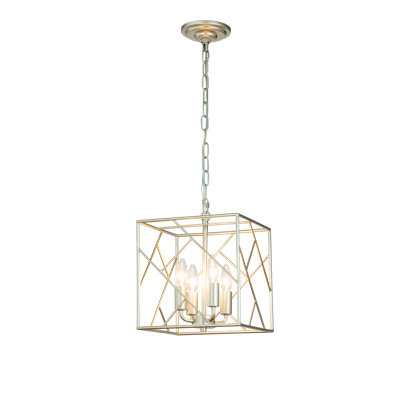 Josifs 4-Light Modern Soft Gold Square Geometric Lantern Chandelier