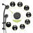 Dual Shower Head In Matte Black, 8 Hand & Adjustable Angle Unit Wall Mounted System, Stainless Steel Hose-117060430