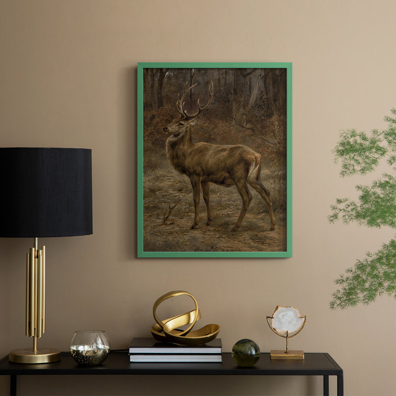 «Vintage Animal Print», reproduction encadrée LVII - bois massif, Vert, H 11 po x l 9 po