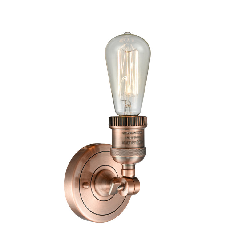 Chickerell Armed Sconce, 6 Watt Vinage LED Bulb, Antique Copper
