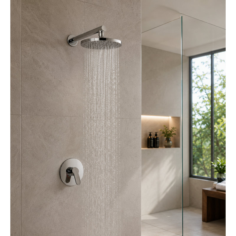 Fontana Reno Chrome Rainfall Wall Mount Round Shower Set (FS9723)