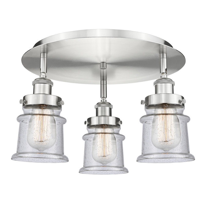 Alvi Glass Flush Mount, Seedy, Satin Nickel