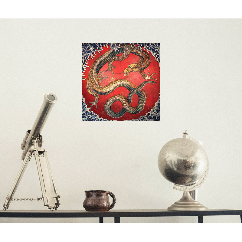 Décalcomanie murale en bois dragon japonais