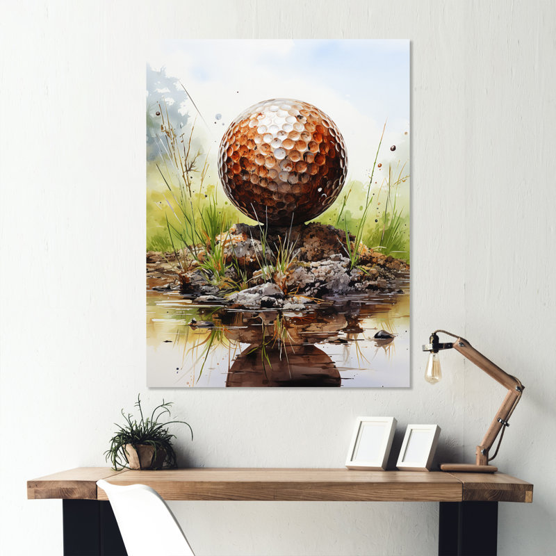 Minimalisme balle de golf II - décoration murale golf en métal, H 20 po x l 12 po