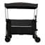 Chariot allongé pliable pliable avec auvent, capacité de poids de 480 lb, chariot de jardin pliant robuste avec grandes roues tout-terrain et porte-boissons, poche latérale et freins, moustiquaire