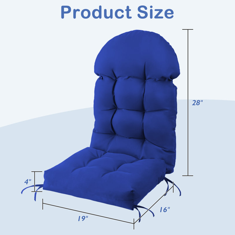 Coussin de siège et de dossier Adirondack pour l'extérieur, 4 pièces, polyester, Bleu, Individuel