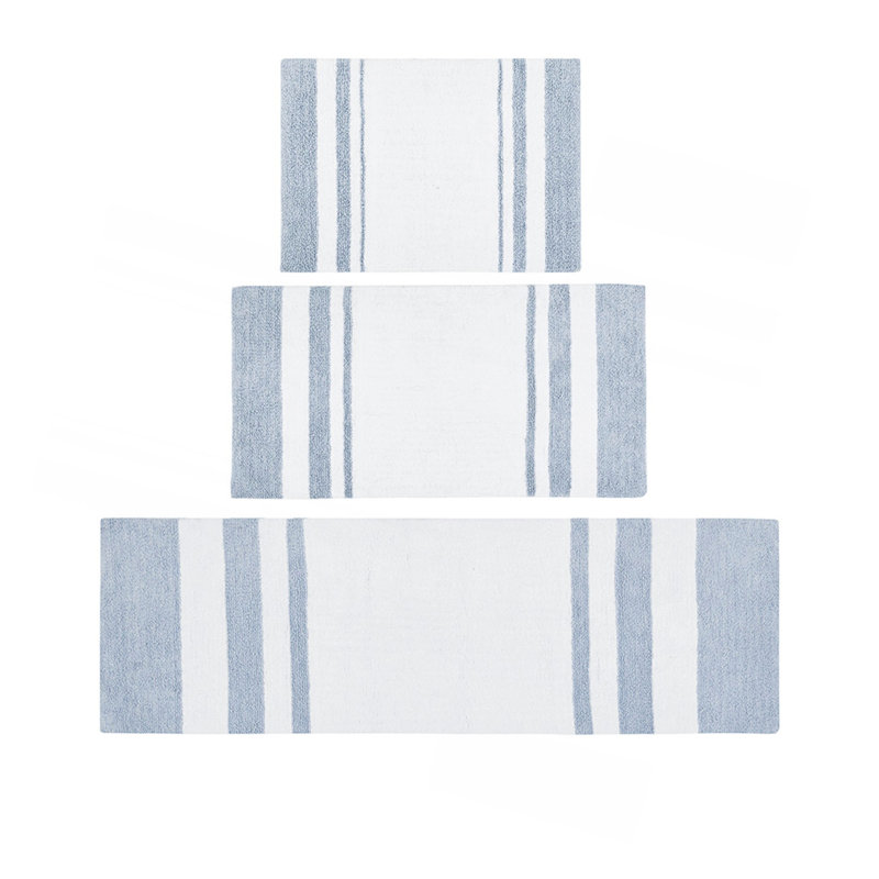 Reversible Bath Rug, Blue, Rectangle 1'8" x 2'6"