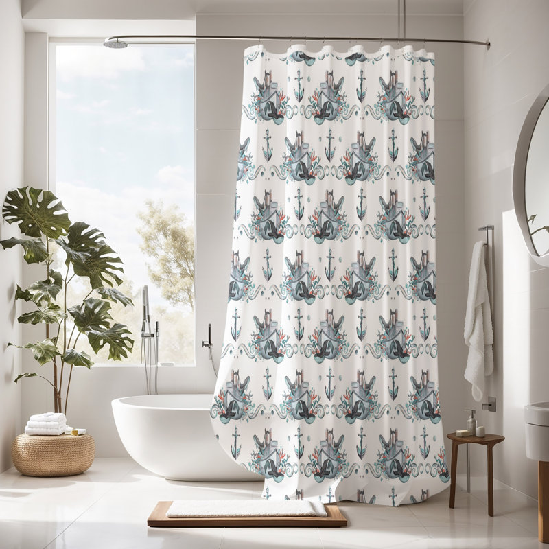 Abstract Shower Curtain, 83" H x 70" W