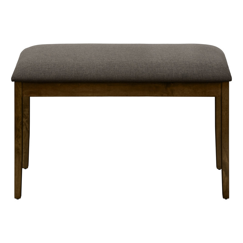 Banc, 44 po rectangulaire, rembourré, bois, salle à manger, cuisine, vestibule, bois massif brun, tissu brun