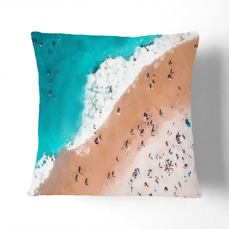 Bondi Beach Australia Square Throw Cushion, 55cm H x 55cm W x 20cm D, Black