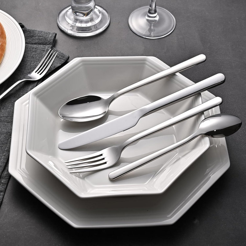 30 Pieces Flatware Set 18/10 Stainless Steel Silverware Service for 6, Mirror Polished