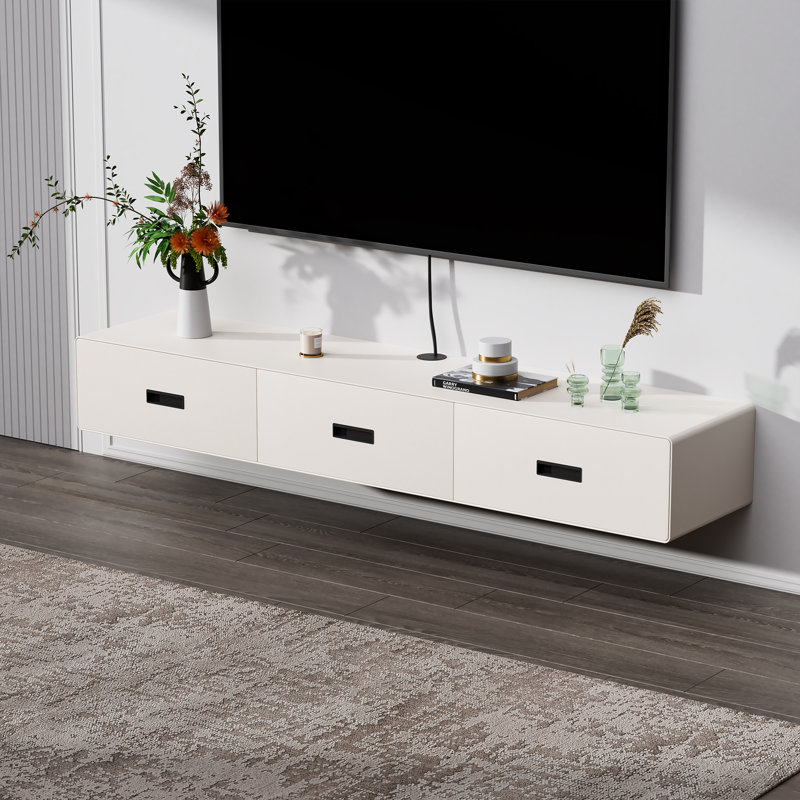 Floating Tv Stand, Modern Wall Mounted Entertainment Center With 3 Drawers For Living Room Media Console (63"), Orange
