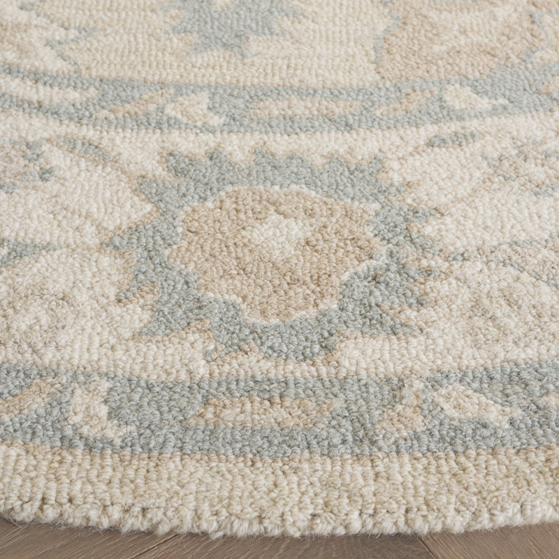 Ebony Hand Tufted Wool Pile Oriental Rug, Round 6"