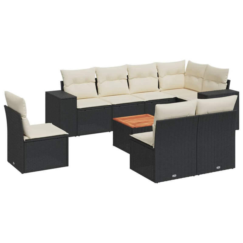 Ensemble de canapé de jardin Vidaxl noir, blanc crème