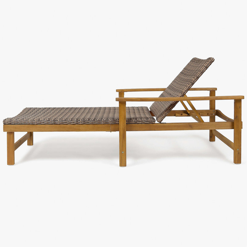 Chaise longue en bois et osier Hampton