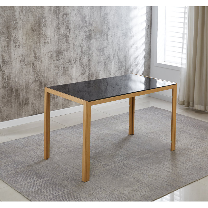 Boulat Glass Top Metal Base Dining Table