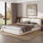 Queen-Size White Bed Frame With Boucle Upholstered Wingback Headboard & Solid Wood Base-229324196