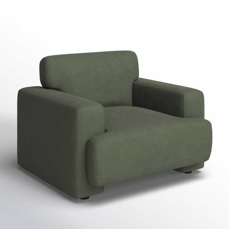 Fauteuil surdimensionné rembourré 42 po Ives, Velours performance olivine Soren