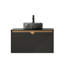 Bathroom Vanity 48", Black Crystal Transparent Round Basin, Sintered Stone Counter, Wall - Mounted Plywood Storage Unit, Twill Double Solid Wood Doors, Metal Trim, Soft Close Damper Sink, Surface,-1230198929-1230198935-1230198931